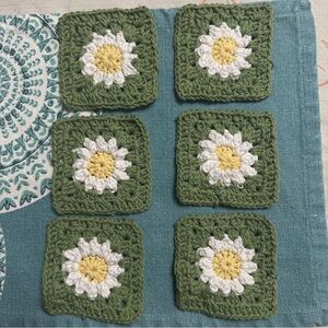 Handmade Green Crochet Floral Squares